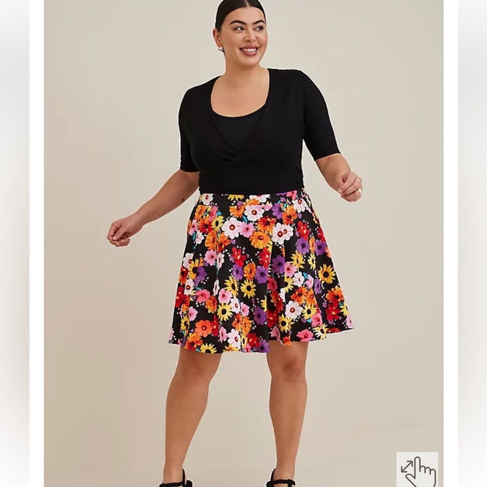 Torrid Mini Scuba Skater Floral Skirt Plus Size 1